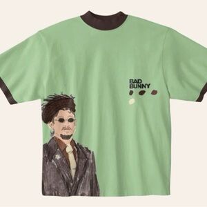 Bad Bunny Men's Green Graphic T-Shirt